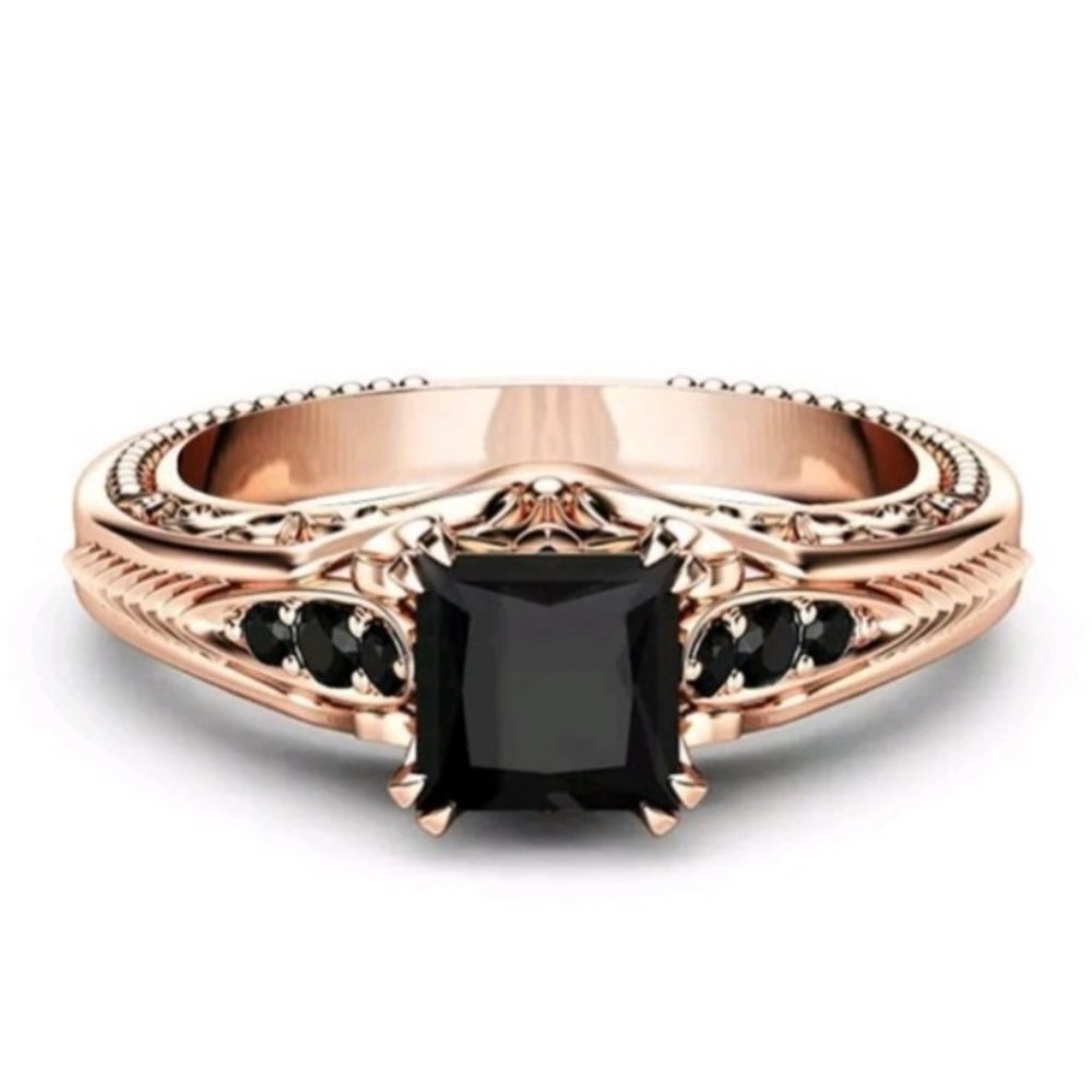 Brand New Womens 925 Silver Rings Black Sapphire